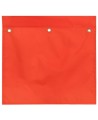 Hi-viz orange nylon traffic flags with dowel sleeve, 18 inches X 18 inches.