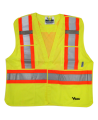 High-visibility yellow safety vest, 4 sizes, CSA Z96-15 class 2 level 2, 4 pockets.