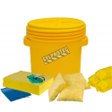 Chemical spill kit for water-based and oil-based fluids, 20 US gallons (75 L), overpacked in a drum with threaded lid.