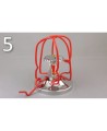 Economical sprinkler guard, made of metal with red enamel coating.