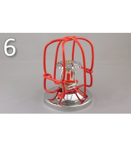 Economical sprinkler guard, made of metal with red enamel coating.