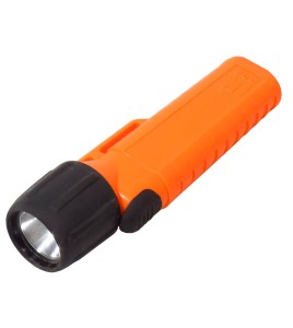 UK4AA-AS2 certified anti-explosion front switch flashlight with xenon bulb. Orange casing.