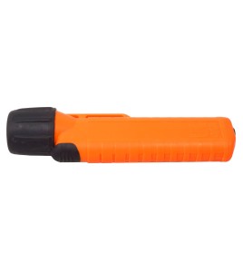 UK4AA-AS2 certified anti-explosion front switch flashlight with xenon bulb. Orange casing.