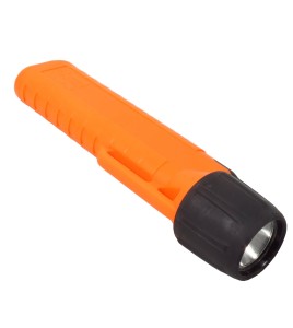 UK4AA-AS2 certified anti-explosion front switch flashlight with xenon bulb. Orange casing.