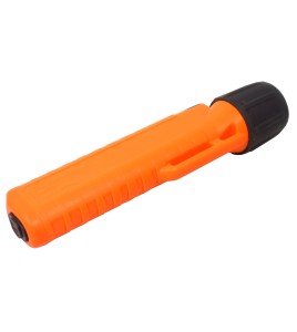 UK4AA-AS2 certified anti-explosion front switch flashlight with xenon bulb. Orange casing.