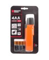 UK4AA-AS2 certified anti-explosion front switch flashlight with xenon bulb. Orange casing.