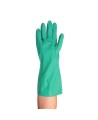 Nitrile unsupported textured & flock-lined safety glove for chemical protection. 13 in long and 11 mils thick.