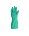 Nitrile unsupported textured & flock-lined safety glove for chemical protection. 13 in long and 11 mils thick.