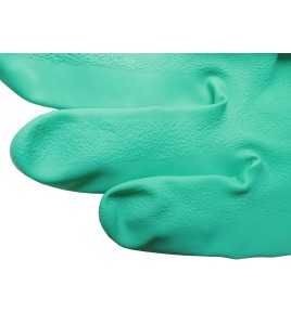 Nitrile unsupported textured & flock-lined safety glove for chemical protection. 13 in long and 11 mils thick.