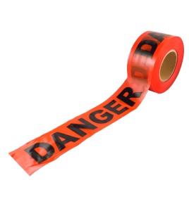 Red barricade tape, DANGER, 3 in X 1000 ft.