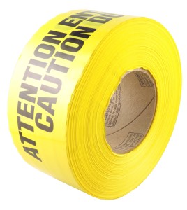 Bilingual yellow barricade tape, CAUTION DO NOT ENTER, 3 po X 1000 ft.