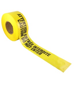 Bilingual yellow barricade tape, CAUTION DO NOT ENTER, 3 po X 1000 ft.