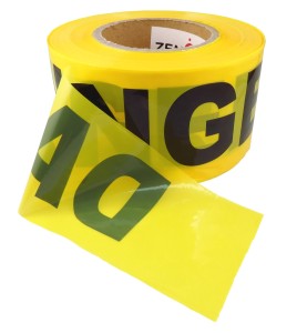 Yellow barricade tape, DANGER, 3 in X 1000 ft.