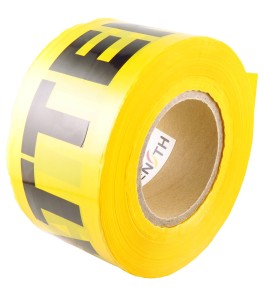 Yellow barricade tape, ATTENTION, 3 in X 1000 ft.