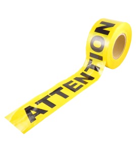 Yellow barricade tape, ATTENTION, 3 in X 1000 ft.