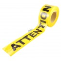 Yellow barricade tape, ATTENTION, 3 in X 1000 ft.