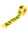 Yellow barricade tape, ATTENTION, 3 in X 1000 ft.