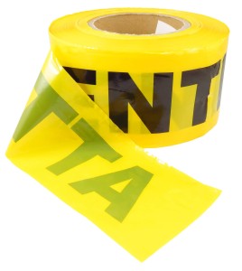 Yellow barricade tape, ATTENTION, 3 in X 1000 ft.