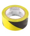 Striped adhesive warning tape, black and yellow 2 in X 48 ft,  (50 mm x 16 m). 