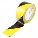 Striped adhesive warning tape, black and yellow 2 in X 48 ft, (50 mm x 16 m). 