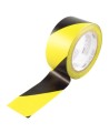 Striped adhesive warning tape, black and yellow 2 in X 48 ft,  (50 mm x 16 m). 