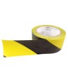 Striped adhesive warning tape, black and yellow 2 in X 48 ft,  (50 mm x 16 m). 