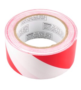 Ruban d'avertissement autocollant rayé rouge et blanc 2 po X 48 pi, (50 mm X 16 m). 