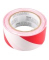 Striped warning adhesive tape, red and white 2 in X 48 ft (50 mm X 16 m). 