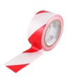 Striped warning adhesive tape, red and white 2 in X 48 ft (50 mm X 16 m). 