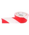 Striped warning adhesive tape, red and white 2 in X 48 ft (50 mm X 16 m). 