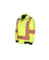 High-visibility 6-in-1 winter coat, fluorescent yellow with retroreflective stripes, CSA Z96-15 Class 2 Level 2.