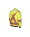 High-visibility 6-in-1 winter coat, fluorescent yellow with retroreflective stripes, CSA Z96-15 Class 2 Level 2.