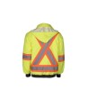 High-visibility 6-in-1 winter coat, fluorescent yellow with retroreflective stripes, CSA Z96-15 Class 2 Level 2.