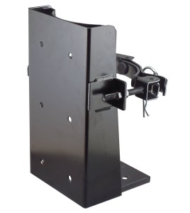 Box-type vehicle bracket for 5 lb portable fire extinguishers with 4 to 4 ½ inches in diameter