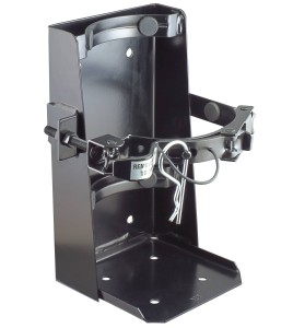 Box-type vehicle bracket for 5 lb portable fire extinguishers with 4 to 4 ½ inches in diameter