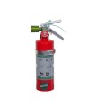 Portable fire extinguisher with Halotron I, 2.0 lbs, class BC, ULC 2B:C, with vehicle hook.