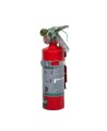 Portable fire extinguisher with Halotron I, 2.0 lbs, class BC, ULC 2B:C, with vehicle hook.