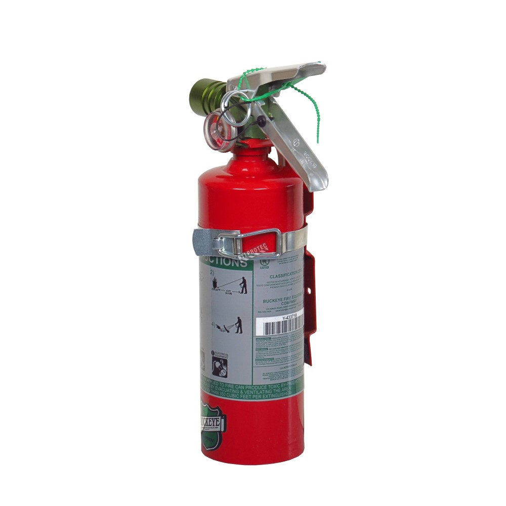 Halotron I fire extinguisher, 2.5 lbs class BC, ULC 2BC, vehicle hook.