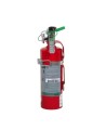 Portable fire extinguisher with Halotron I, 2.0 lbs, class BC, ULC 2B:C, with vehicle hook.