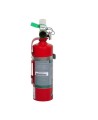 Portable fire extinguisher with Halotron I, 2.0 lbs, class BC, ULC 2B:C, with vehicle hook.