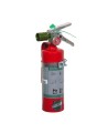 Portable fire extinguisher with Halotron I, 2.0 lbs, class BC, ULC 2B:C, with vehicle hook.