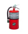 Portable fire extinguisher with Halotron I, 15.5 lbs, class ABC, ULC 2-A:10B:C, with wall hook.