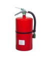 Portable fire extinguisher with Halotron I, 15.5 lbs, class ABC, ULC 2-A:10B:C, with wall hook.