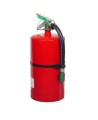 Portable fire extinguisher with Halotron I, 15.5 lbs, class ABC, ULC 2-A:10B:C, with wall hook.