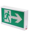 Green Running Man LED emergency exit sign, steel casing, with back-up battery