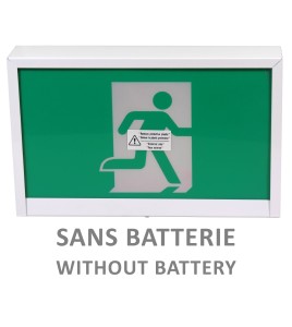 Green Running Man LED emergency exit sign, steel casing, no battery