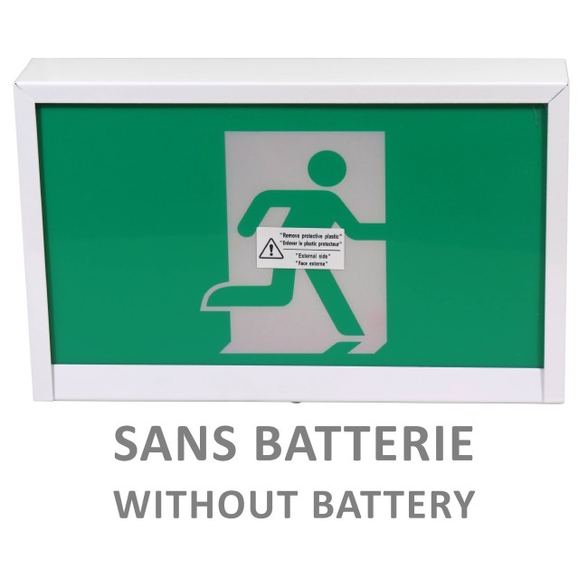 Green Running Man LED emergency exit sign. Steel, no battery ...