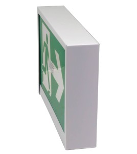 Green Running Man LED emergency exit sign, steel casing, no battery