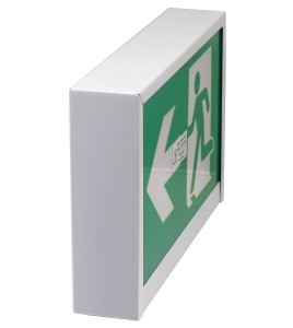 Green Running Man LED emergency exit sign, steel casing, no battery