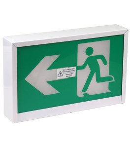 Green Running Man LED emergency exit sign, steel casing, no battery